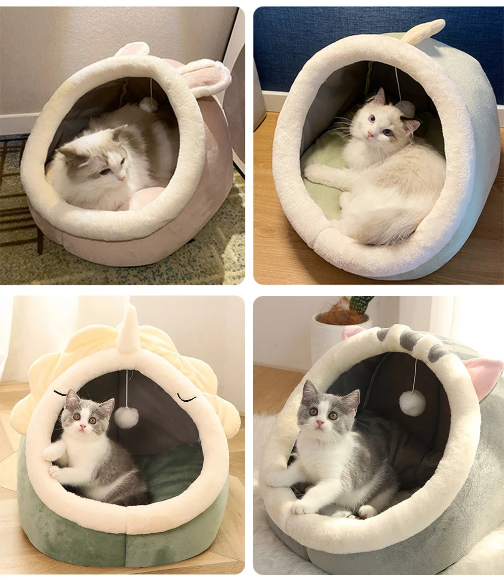 Cartoon Calming Cat Cave Bed