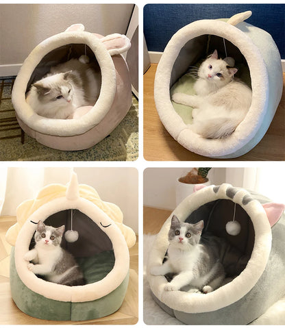 Cartoon Calming Cat Cave Bed