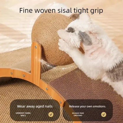 2-in-1 Wooden Sisal Scratch & Play Ball